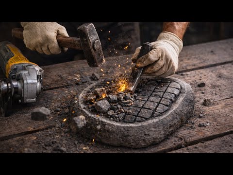 How to carving Turn a River Stone Into a Real Cooking Pan | Simple Rock Carving DIY