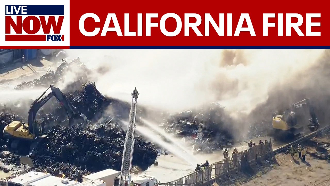 Crews battle California scrapyard fire