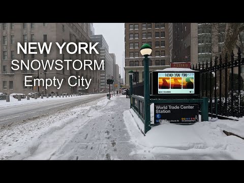 NYC Snowstorm ❄️ Empty Streets Around Oculus & City Hall | Winter Walk 4K 60fps
