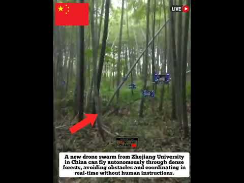 Crazy Maneuvers China's drone swarms can move like schools of fish in dense forests #shortvideo