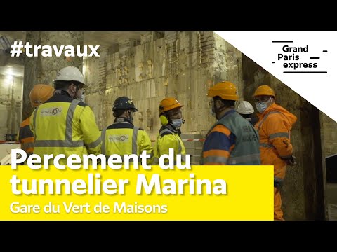 Gare du Vert de Maisons - Percement du tunnelier Marina