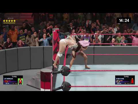 WWE 2K19 Liv Morgan (Pink hair) VS Kairi Sane Bikini Barefoot Low Blow 30 Minute Ironwoman