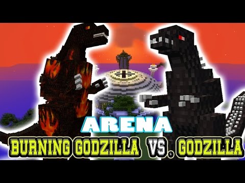 Minecraft Arena Battle BURNING GODZILLA vs GODZILLA - MOB BATTLE - MINECRAFT MOD
