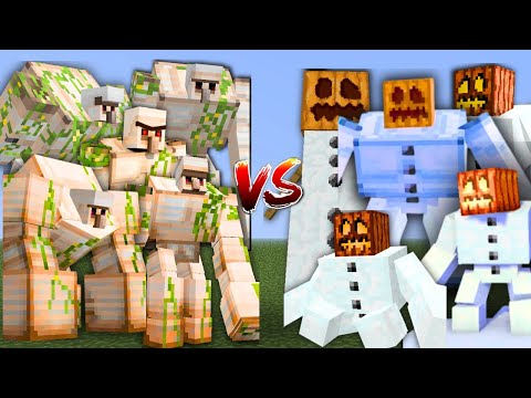 ALL IRON GOLEMS vs SNOW GOLEMS in Minecraft Mob Battle