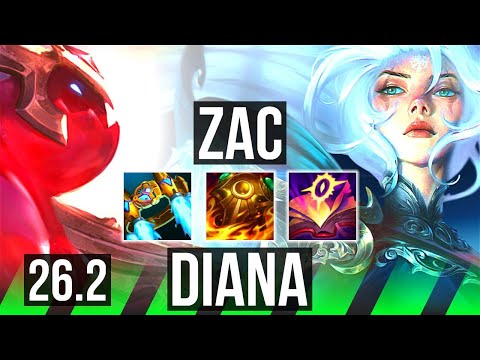 ZAC vs DIANA (JGL) | Perfect KDA: 21/0/8 | EUNE Grandmaster | 26.2