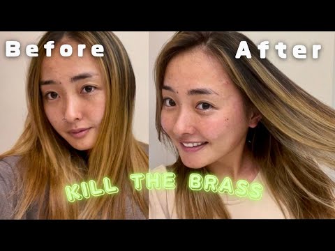HOW TO TONE BRASSY HAIR w/ Wella T14&050 | BALAYAGE AT HOME🏠
