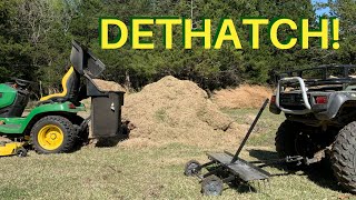 DETHATCHING with Agri-Fab tow behind dethatcher