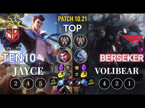 SB Ten10 Jayce vs T1 Berseker Volibear Top - KR Patch 10.21