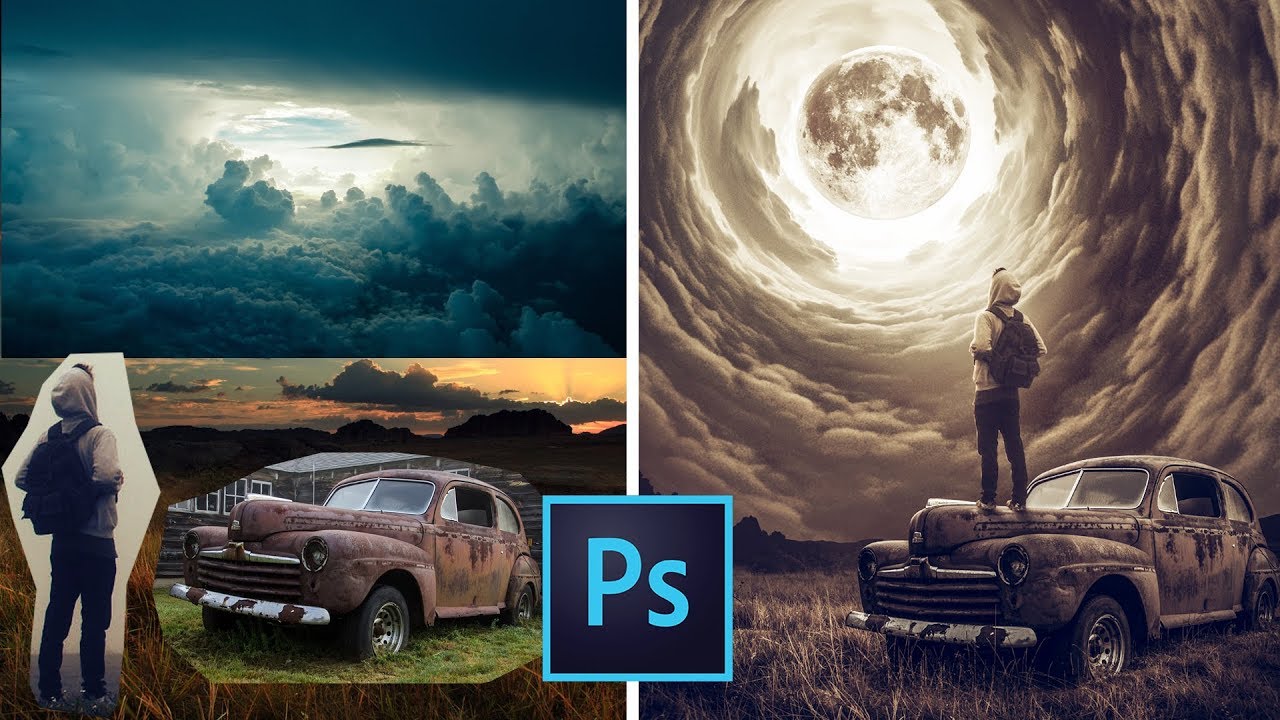 Photo manipulation of a moon portal using Adobe Photoshop