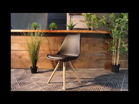 Eames Style Oak Pyramid Chair PU leather