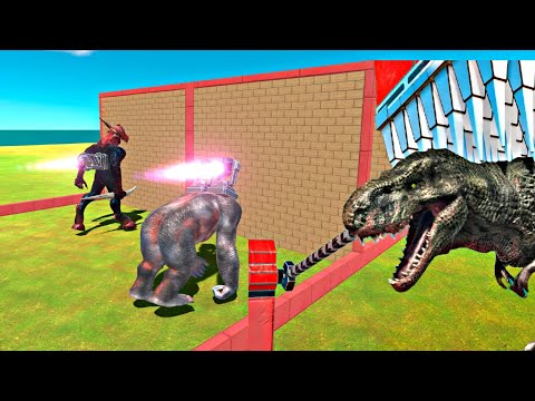 Infernals vs Primates Race Through Blocks with Jet Engines - Animal Revolt Battle Simulator