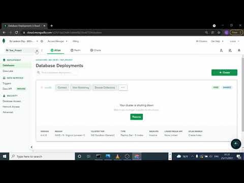 Come eliminare cluster e progetti in mongoDB Cloud