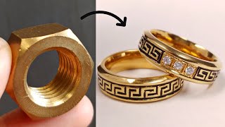 i turn hex nut into couple rings - learn to make jewelry