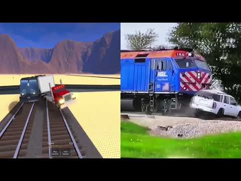 ROBLOX Crash Town vs Real Life Train Crashes - Gameplay with Trains Crashing #9