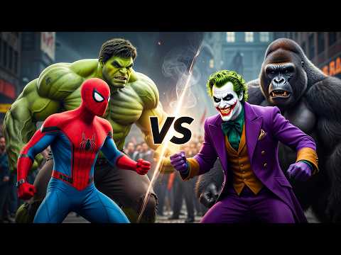 Unexpected Team Up Spider Man & Hulk & Batman vs Gorilla Grodd & Joker | AI Motion Story