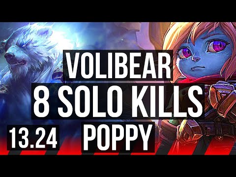 VOLI vs POPPY (TOP) | 8 solo kills, 11/2/6 | KR Grandmaster | 13.24