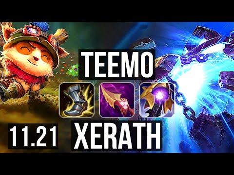 TEEMO vs XERATH (MID) | 7/1/7, 2.4M mastery, Rank 6 Teemo, 1800+ games | KR Master | 11.21