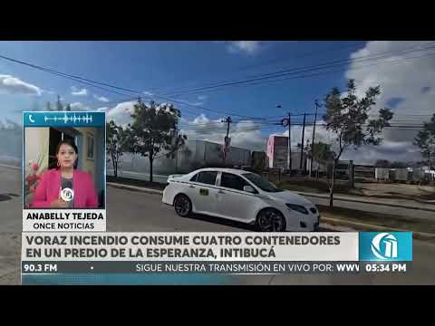 Voraz incendio consume cuatro contenedores en un predio en La Esperanza, Intibucá.