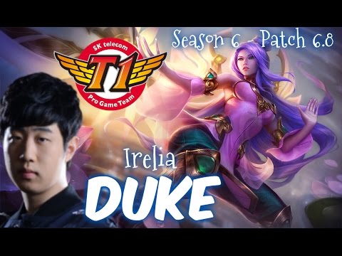 SKT T1 Duke IRELIA Top vs Ekko - Patch 6.8 KR | League of Legends