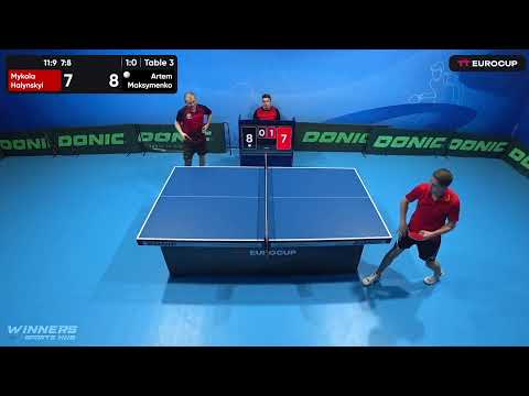 16:20 Mykola Halynskyi 3-0 Artem Maksymenko 28.04.2023 TT Euro.Cup Ukraine Elite. Table 3