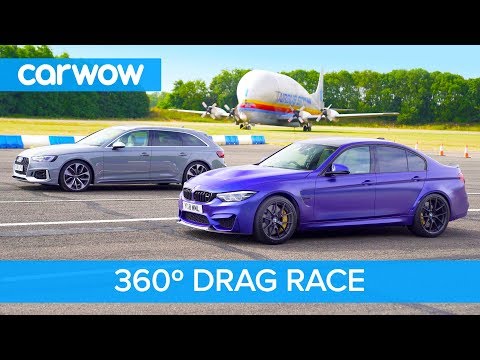 BMW M3 CS vs Audi RS4 DRAG RACE in 360 degree view - rotate your phone to look around!