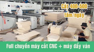 Full trọn bộ máy Cắt ván CNC + bàn đẩy ván tự động