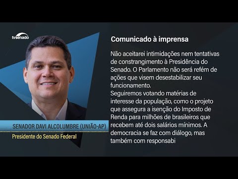 Após reunião com senadores, Davi marca sessão deliberativa para esta quinta