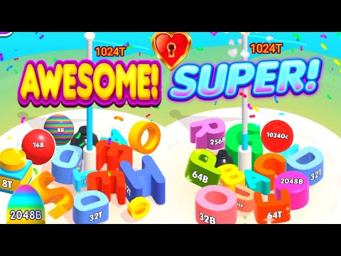 Merge Blocks 3D 2048 puzzle | A to Z shape  number ball in merge block 3d video games new update#4