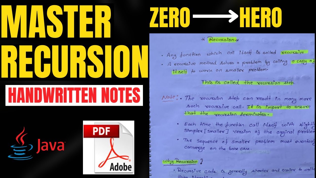 Introduction to Recursion | Why Recursion | With Hand Written Notes