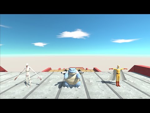 SAITANA AND SCP - 096 VS BLASTOISE DEATH RUN - Animal Revolt Battle Simulator