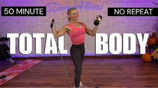 50 Min Full Body Strength Workout | Dumbbells + Resistance Bands NOT REPETITIVE