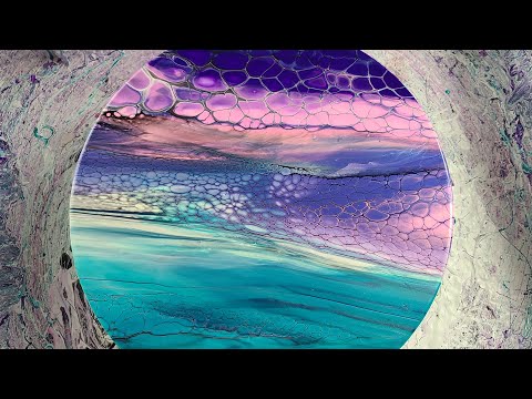 78. Ocean Sunset Swipe - SheleeArt Bloom Technique - Acrylic Pouring - Fluid Art