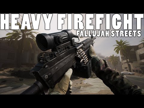 HEAVY FIREFIGHTS IN FALLUJAH WITH M249 SAW - Squad 100 Player Gameplay
