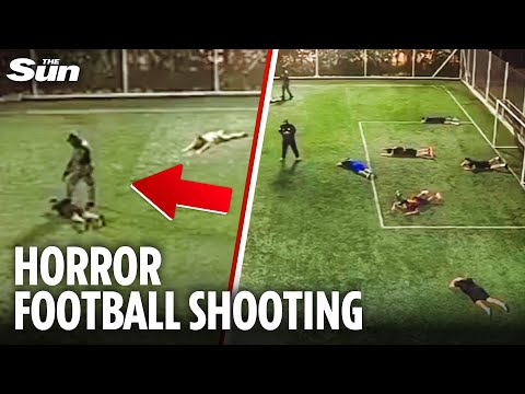 Terrifying moment killers dressed as cops storm football match before opening fire and killing three