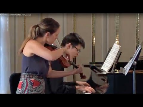 Tianyuan Liu with Margot Schwartz, MSO violinist; and Stefanie Jacob, 2nd pianist
