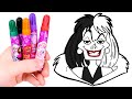 Dibujo De La Villana CRUELLA DE VIL ‍ ️ Colorear 101 Dálmatas