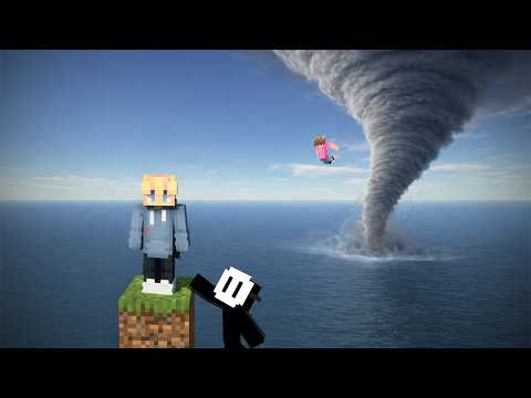 Can We Survive GIANT Tornadoes On Minecraft One Block?