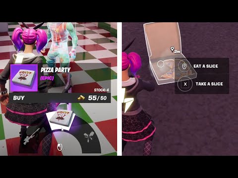 Take pizza slices from a Pizza Party item - Fortnite Challenge Guide