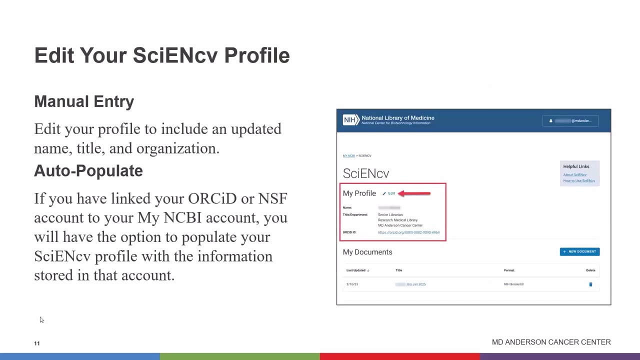SciENcv: Getting started (March 2025)