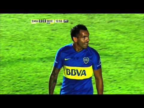 Tiro libre de Tevez. San Martín SJ 0 - Boca 0. Fecha 3. Primera División 2015.