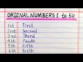Ordinal Numbers 1 to 50 || 1 to 50 Ordinal numbers spelling || 1-50 Ordinal numbers
