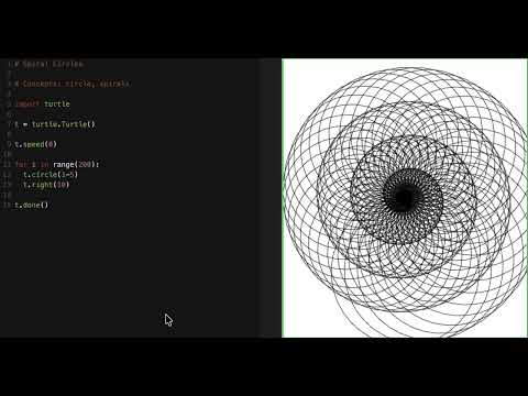 Spiral Circles In Python Turtle Art Python Graphics Coding Fun Programming