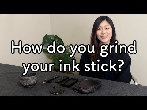 How to grind your ink stick. For how long? Calligraphy Shodo Sumie Suibokuga 書道 墨絵 水墨画