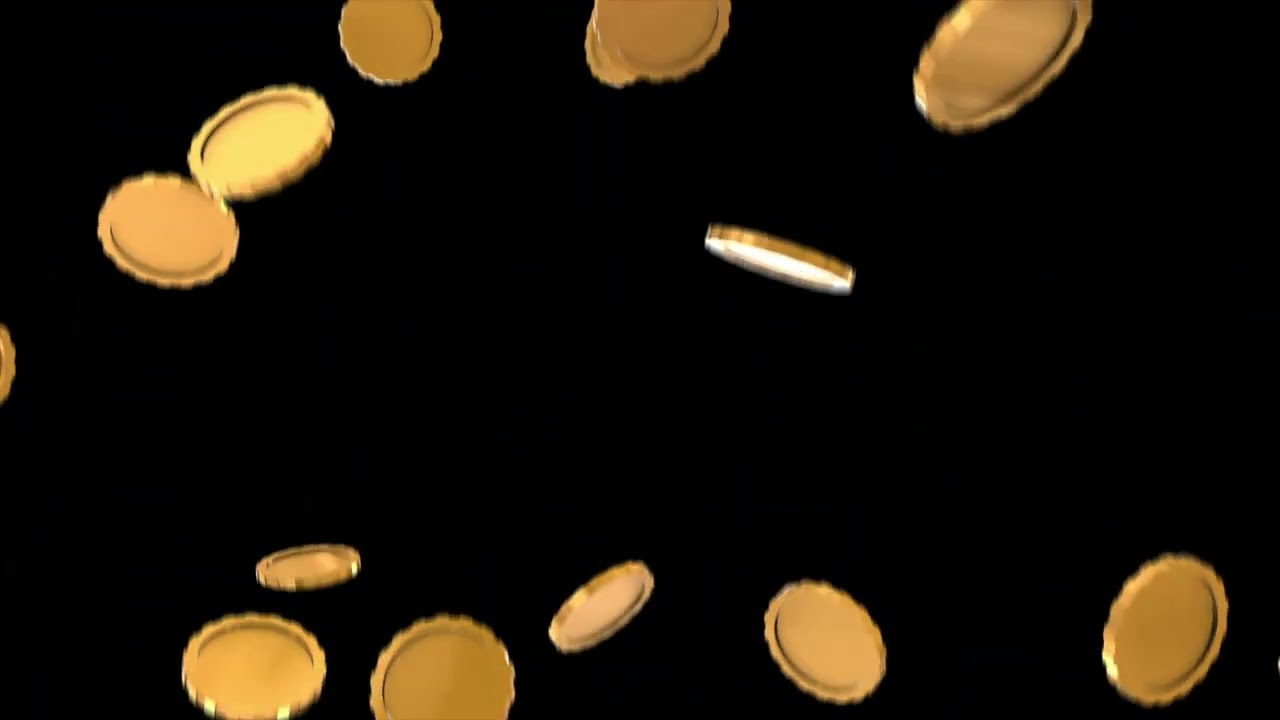 gold coins falling loop background video hd 4k