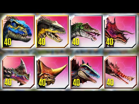 ALL SUPERHYBRIDS UNLOCKED MAX LEVEL 40 | Jurassic World: The Game