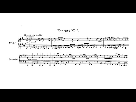 Bach/Reger - BWV 1048, Brandenburg Concerto No. 3, arr. for piano 4 hands w/ score