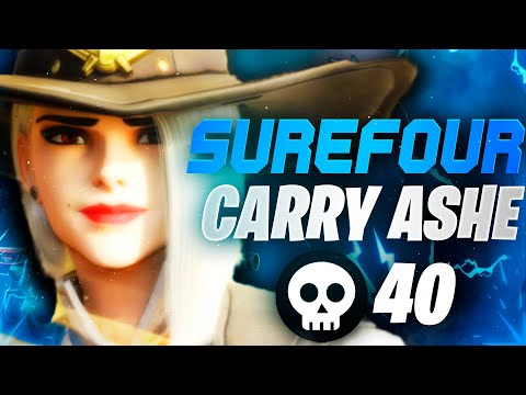 Surefour OP Ashe - 40 elims! [ Overwatch Season 30 Top 500 ]
