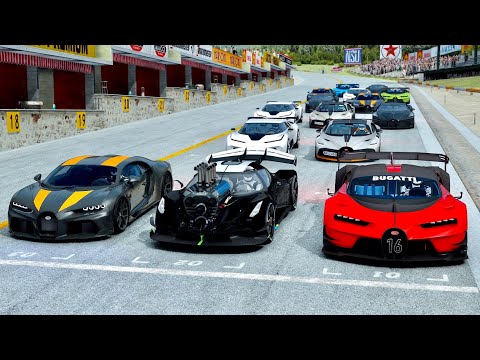 Koenigsegg Godzilla Dragster vs Bugatti Hypercars - Drag Race 20 KM