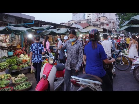 Evening Market Scenes - Walking Around Phsar Kandal Market @Khan DounPenh