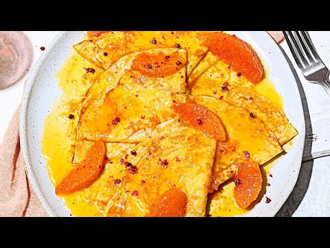Bobby Flay’s Crepes Suzette with Cara Cara Orange Sauce
